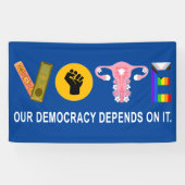 我々の民主主義はそれに依存して投票 – 2024選挙 横断幕 (横)