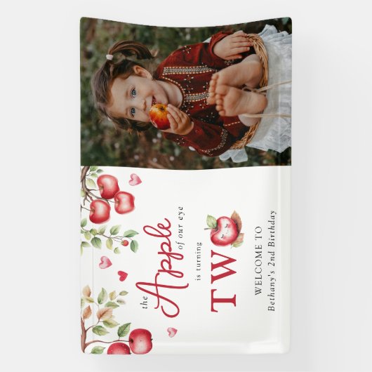 我々の目の甘いリンゴ | 写真2番目の誕生日 横断幕 (縦)