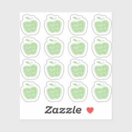 我々の目シンプルの緑と白のリンゴ シール