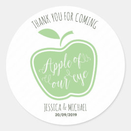 我々の目シンプルの緑と白のリンゴ ラウンドシール