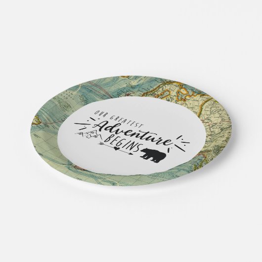 我々の素晴らしアドベンチャーヴィンテージマップベア ペーパープレート (アングル)