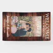 我々の素朴な結婚納屋の木材へようこそ結婚 横断幕 (横)