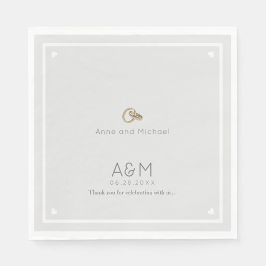 我々の結婚グレー淡い色の披露宴パーティー スタンダードランチョンナプキン (正面)