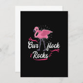 我々の群れの岩ピンクのフラミンゴ祝 招待状 (正面/裏面)