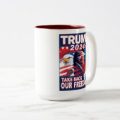 我々の自由を取り戻す愛国的トランプ2024マグ ツートーンマグカップ (正面右)