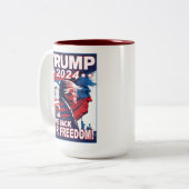 我々の自由を取り戻す愛国的トランプ2024マグ ツートーンマグカップ (正面左)