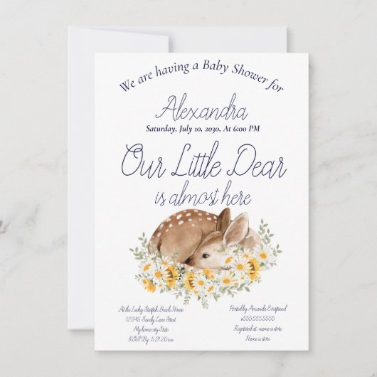 我々の親愛小さな鹿、ひまわりの花とデイジー (正面)