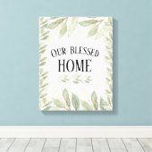 我々の賛美ホームライトグリーンセージ葉引用文 キャンバスプリント (インサイチュ (ウッドフロア))