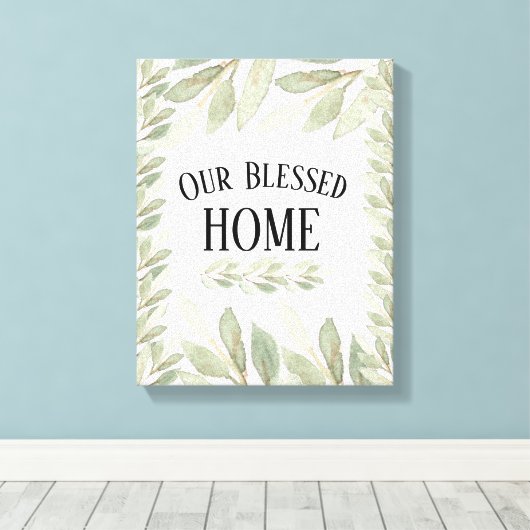 我々の賛美ホームライトグリーンセージ葉引用文 キャンバスプリント (インサイチュ (ウッドフロア))