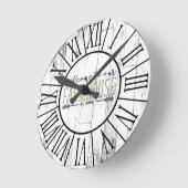 我々の農家のベスト。ヴィンテージホワイトウッドカントリー ラウンド壁時計 (傾斜)