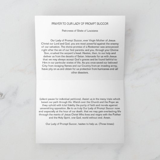 我々の迅速な成功の女性祈りの言葉 案内状 (内部)