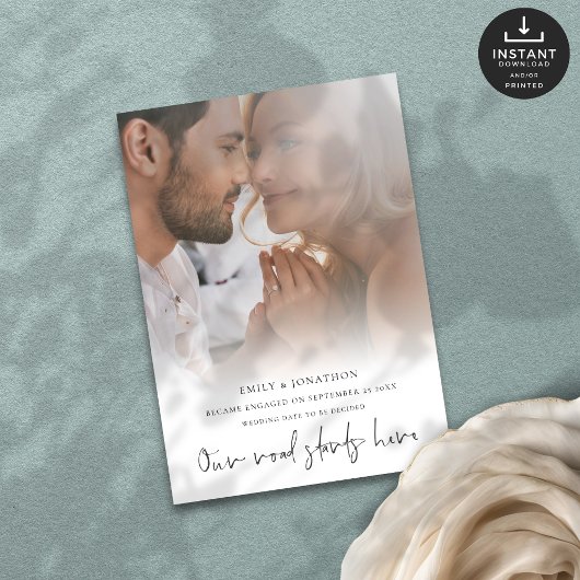 我々の道はここから写真婚約 案内状