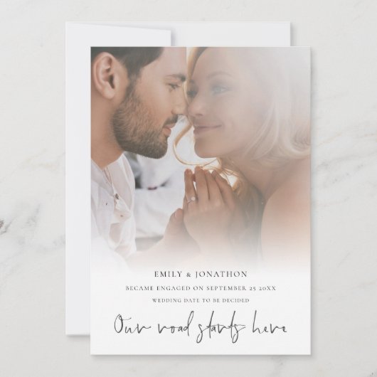 我々の道はここから写真婚約 案内状 (正面)