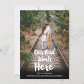 我々の道はここから開始スクリプト写真婚約 案内状 (正面)