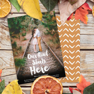 我々の道はここから開始スクリプト写真婚約 案内状