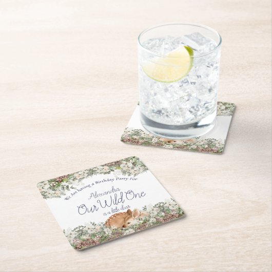 我々の野生の1は少し親愛だ。ディアウッドランド1st スクエアペーパーコースター (インサイチュ)