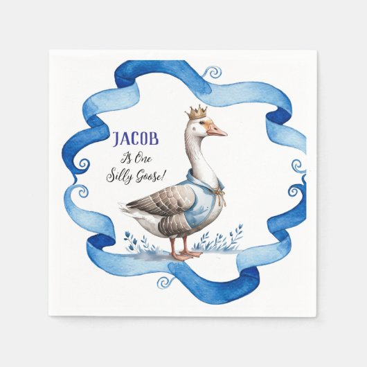 我々の間抜けガチョウは一人の誕生日を回している スタンダードカクテルナプキン (正面)
