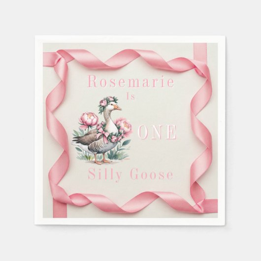 我々の間抜けガチョウは一誕生日になる スタンダードカクテルナプキン (正面)