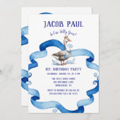 我々の間抜けガチョウは誕生日の少年を回している 招待状 (正面/裏面)