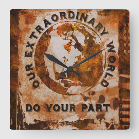 我々の非凡な世界 スクエア壁時計 (正面)