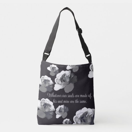 我々の魂は同じゴシック美的な白いバラ クロスボディバッグ (正面)