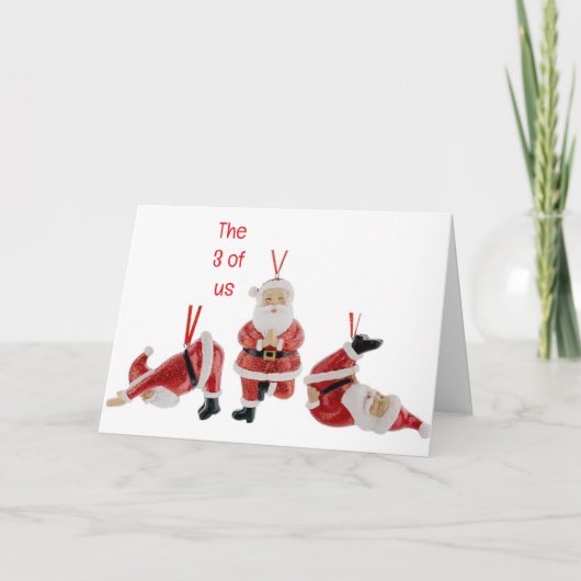 我々の3人はクリスマス楽しそうに言いたい シーズンカード (正面)