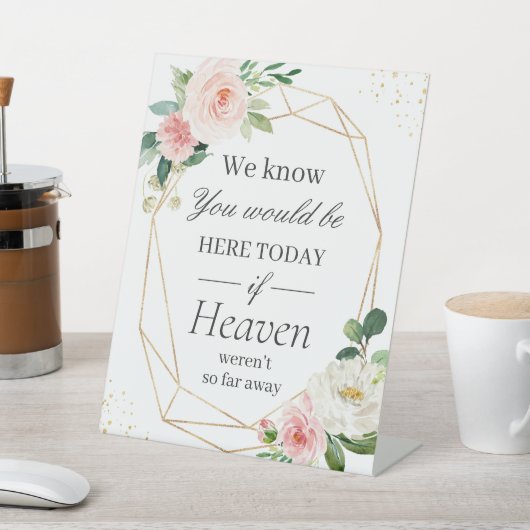 我々はあなたが来る金ゴールドフレーム赤面フローラ 台座サイン (インサイチュ)