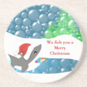 我々はあなたを陽気なクリスマスのサメのコースターで釣る コースター (正面)