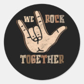 我々はおもしろい一緒に手をロックサイン言語距離 ラウンドシール (正面)