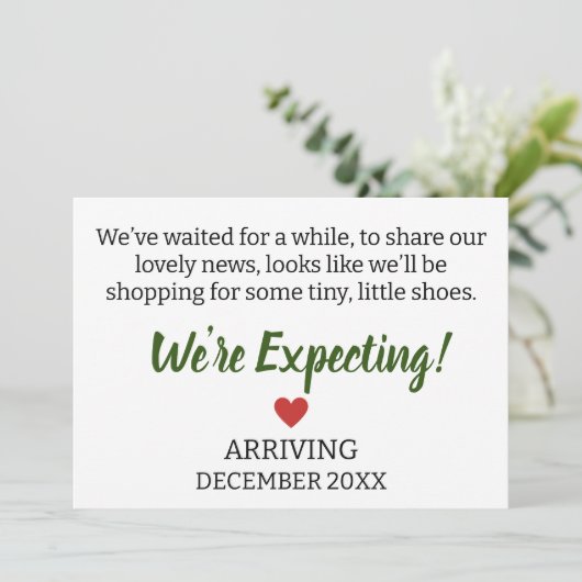 我々はしばらくの間、我々の素敵なニュースを共有するために待った 案内状 (スタンド正面)