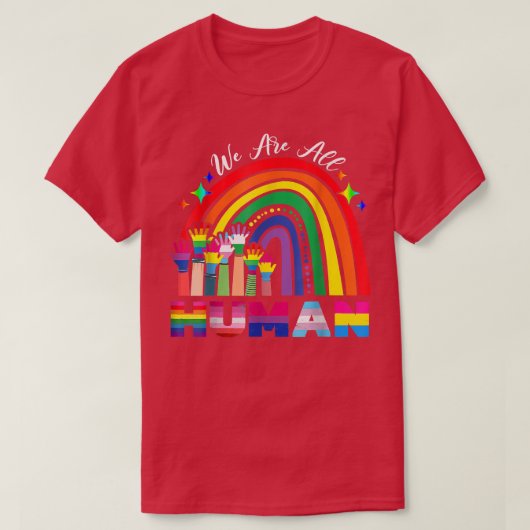 我々はすべての人間のプライド月LgbtゲイフラグAlly Gi Tシャツ (デザイン正面)