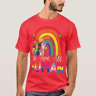 我々はすべての人間プライドアリー虹リボンLGBT Fl Tシャツ