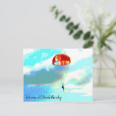 我々はすべてのtouch空、パラシュート、インスピレーション ポストカード (スタンド正面)