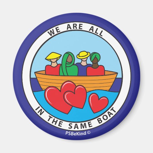 我々はすべて同じボート2_Round Magnet 2.25インチ マグネット (正面)