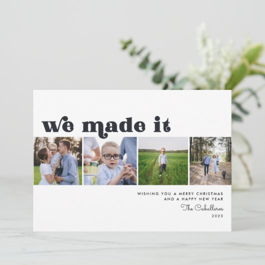 我々はそれを作った |年末年始のフォトカード 招待状 (スタンド正面)