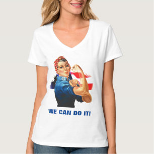 我々はそれを行うことができるリベッター女性パワー米国旗 Tシャツ
