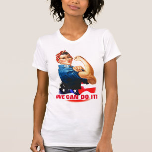 我々はそれを行うことができるリベッター女性パワー米国旗 Tシャツ