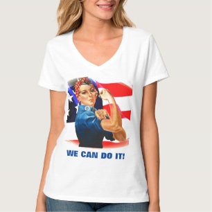 我々はそれを行うことができるリベッター女性パワー米国旗 Tシャツ