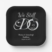 我々はまだアニバーサリータイポグラフィブラック/シルバー ペーパープレート (正面)