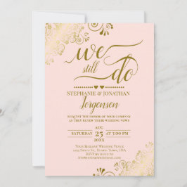 我々はまだエレガント赤面ピンクと金ゴールドの誓い更新を行う 招待状