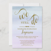 我々はまだダスティブルー&薄紫と金ゴールドの誓いを更新する 招待状 (正面)