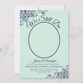 我々はまだネイビー・ブルー&ミントの結婚誓いの更新を行う 招待状