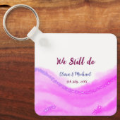 我々はまだピンクの紫色の水色のグリッター輝きを行う キーホルダー (正面)