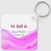 我々はまだピンクの紫色の水色のグリッター輝きを行う キーホルダー (裏面)