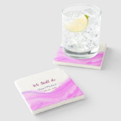 我々はまだピンクの紫色の水色のグリッター輝きを行う ストーンコースター (横)