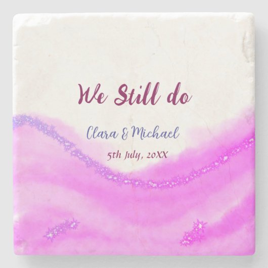 我々はまだピンクの紫色の水色のグリッター輝きを行う ストーンコースター (正面)