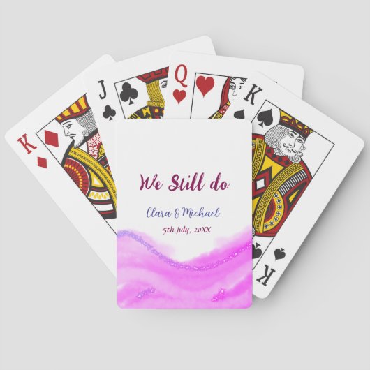 我々はまだピンクの紫色の水色のグリッター輝きを行う トランプ (裏面)