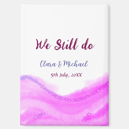 我々はまだピンクの紫色の水色のグリッター輝きを行う マグネット (正面)