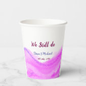 我々はまだピンクの紫色の水色のグリッター輝きを行う 紙コップ (裏面)