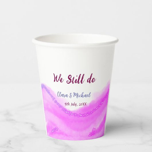 我々はまだピンクの紫色の水色のグリッター輝きを行う 紙コップ (正面)